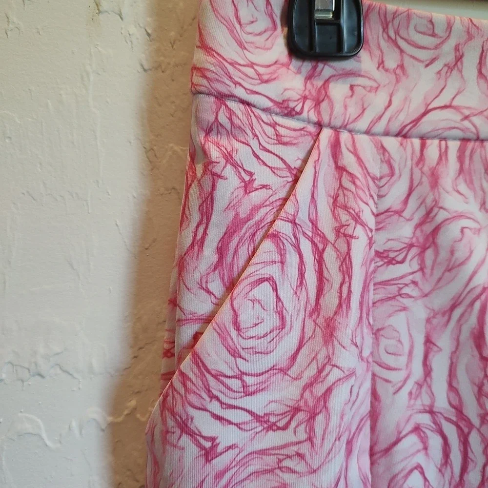 Beth DePass Skort Skirt Sz 6 Pink‎ White Swirl Pockets Golf Tennis Pickleball